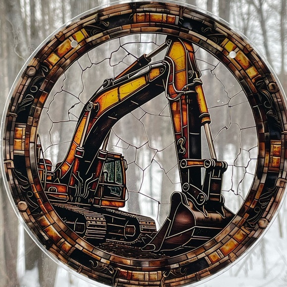 Suncatcher Acrylic Excavator Yellow Construction Machinery Man Cave Decor - Picture 3 of 3